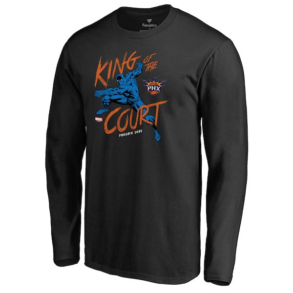 Men's Phoenix Suns Black Marvel Black Panther King of the Court Long Sleeve T-Shirt