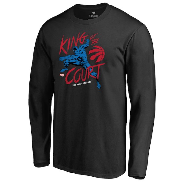 Men's Toronto Raptors Black Marvel Black Panther King of the Court Long Sleeve T-Shirt
