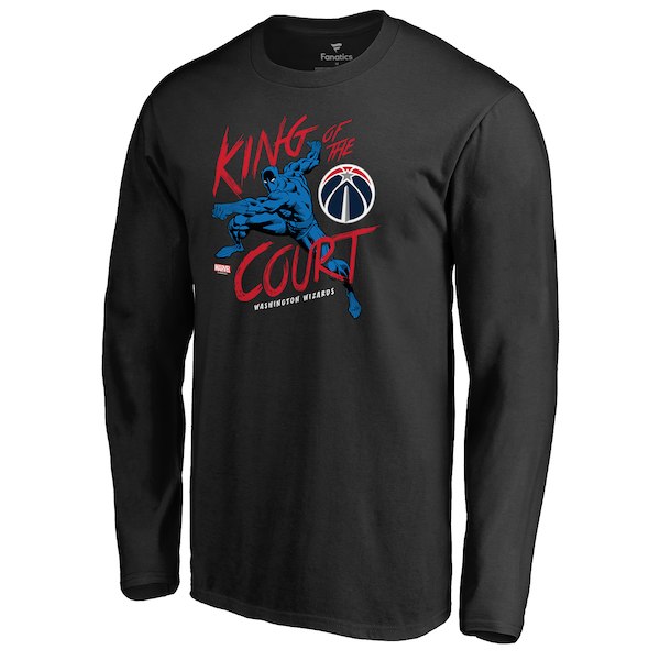Men's Washington Wizards Black Marvel Black Panther King of the Court Long Sleeve T-Shirt