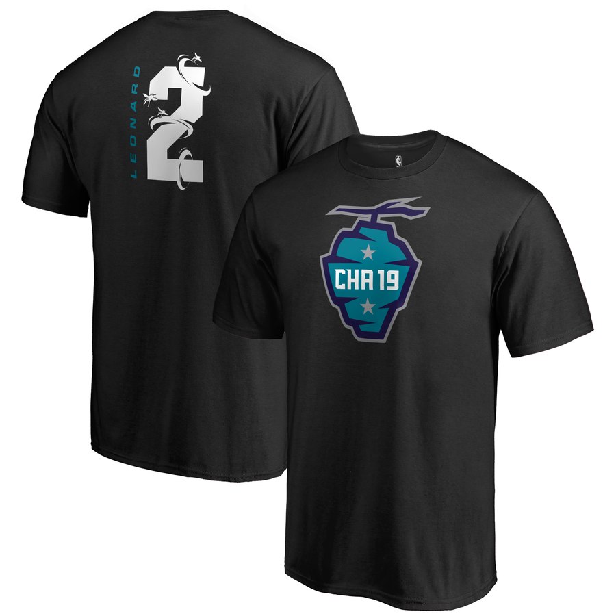 Toronto Raptors 2 Kawhi Leonard 2019 NBA All-Star Game The Buzz Side Sweep Name & Number T-Shirt Black