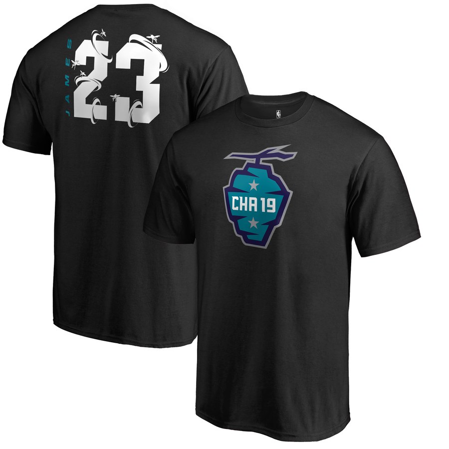Los Angeles Lakers 23 LeBron James 2019 NBA All-Star Game The Buzz Side Sweep Name & Number T-Shirt Black