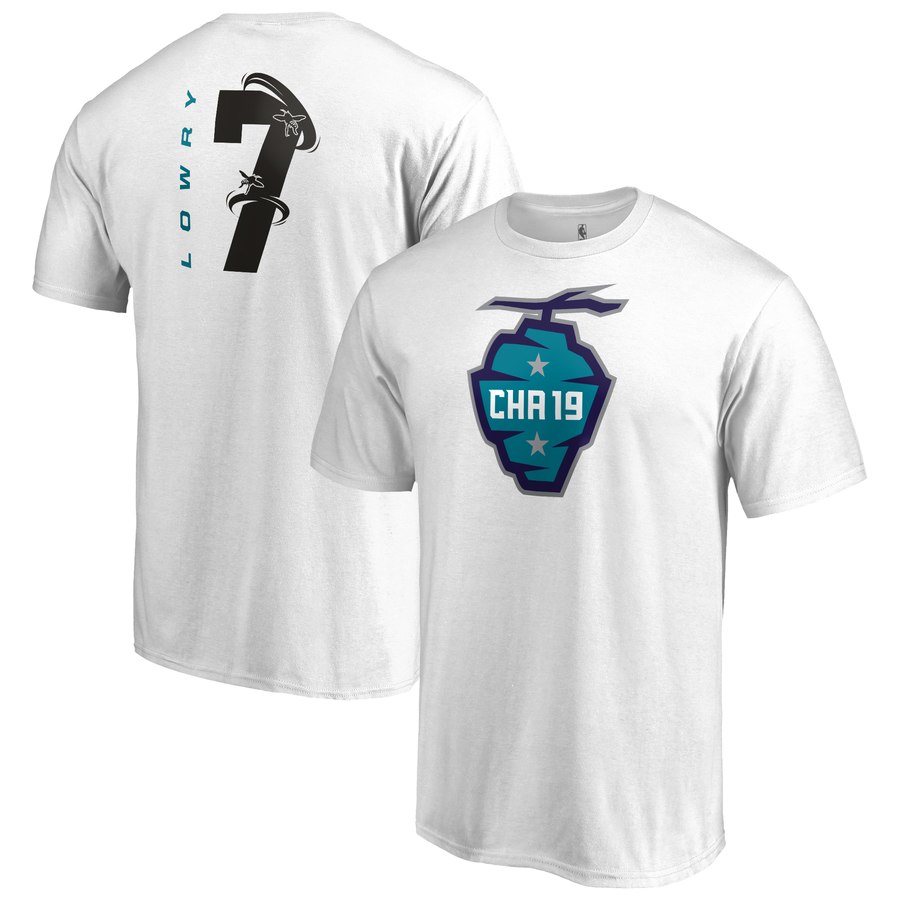 Toronto Raptors 7 Kyle Lowry 2019 NBA All-Star Game The Buzz Side Sweep Name & Number T-Shirt White