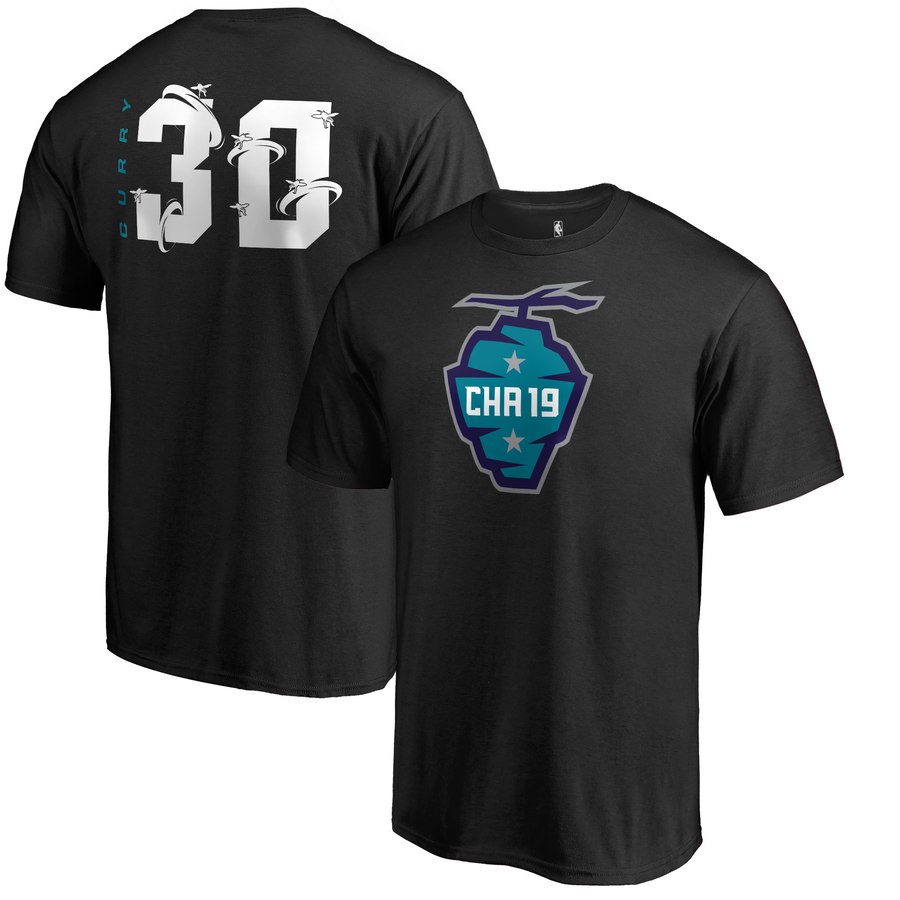 Golden State Warriors 30 Stephen Curry 2019 NBA All-Star Game The Buzz Side Sweep Name & Number T-Shirt Black