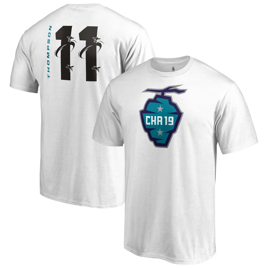 Golden State Warriors 11 Klay Thompson 2019 NBA All-Star Game The Buzz Side Sweep Name & Number T-Shirt White