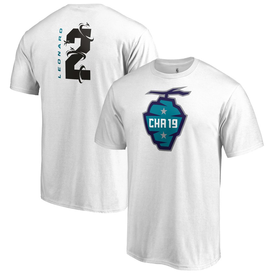 Toronto Raptors 2 Kawhi Leonard 2019 NBA All-Star Game The Buzz Side Sweep Name & Number T-Shirt White