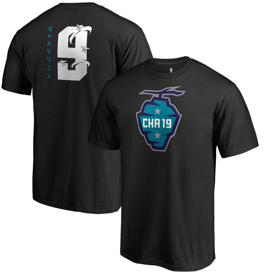 Orlando Magic 9 Nikola Vucevic 2019 NBA All-Star Game The Buzz Side Sweep Name & Number T-Shirt Black