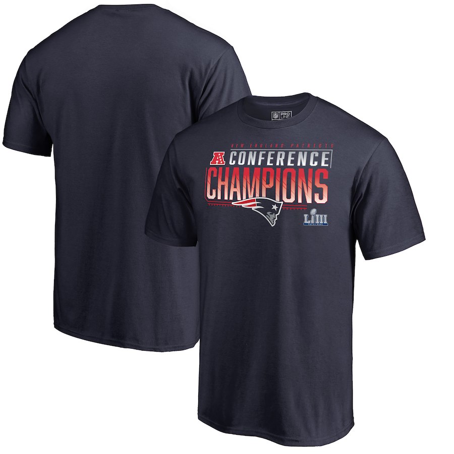 New England Patriots NFL Pro Line 2018 AFC Champions Touchback T-Shirt Navy