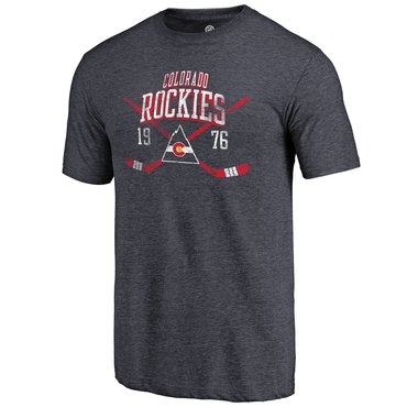 Colorado Rockies Navy Vintage Collection Line Shift Tri Blend T-Shirt