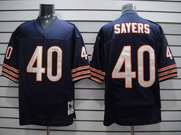 Bears #40 Gale Sayers Blue With Small Number Stitched Throwback Football Jersey