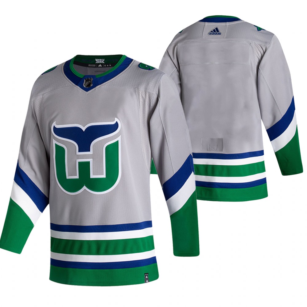 Hartford Whalers Blank Grey Men's Adidas 2020-21 Reverse Retro Alternate NHL Jersey