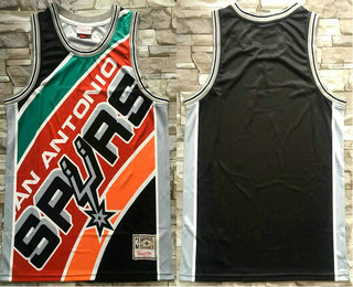 Men's San Antonio Spurs Black Big Face Hardwood Classics Soul Swingman Throwback Jersey