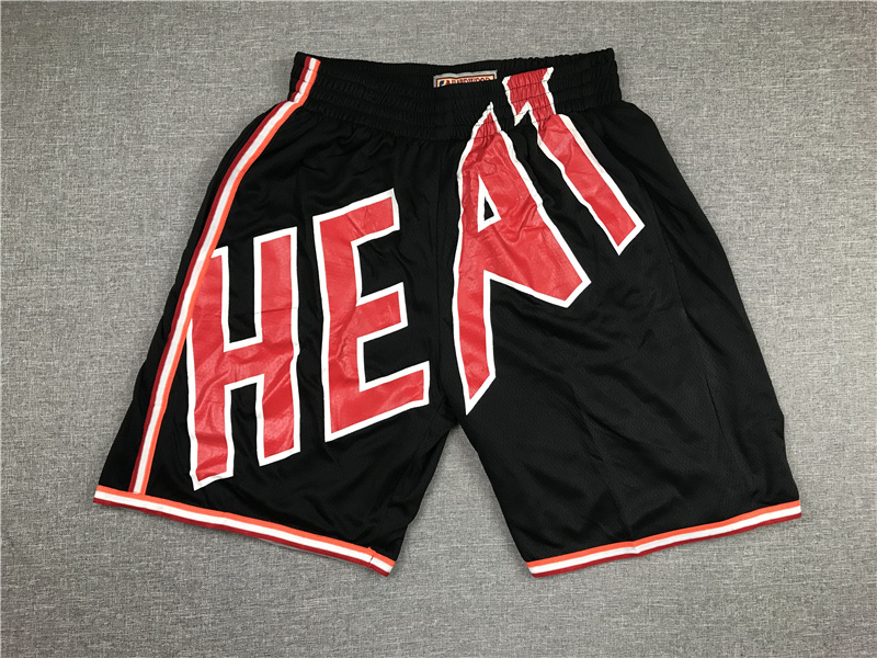 Men's Miami Heat Black Big Face Hardwood Classics Soul Swingman Throwback Shorts