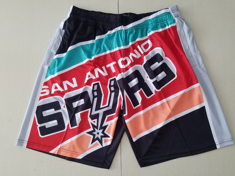 Men's San Antonio Spurs Black Big Face Hardwood Classics Soul Swingman Throwback Shorts