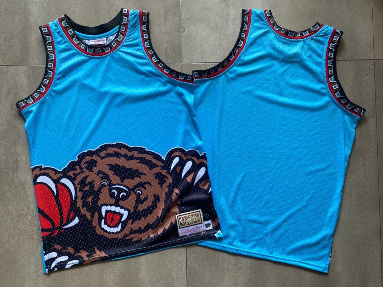 Men's Memphis Grizzlies Light Blue Big Face Hardwood Classics Soul Swingman Throwback Jersey