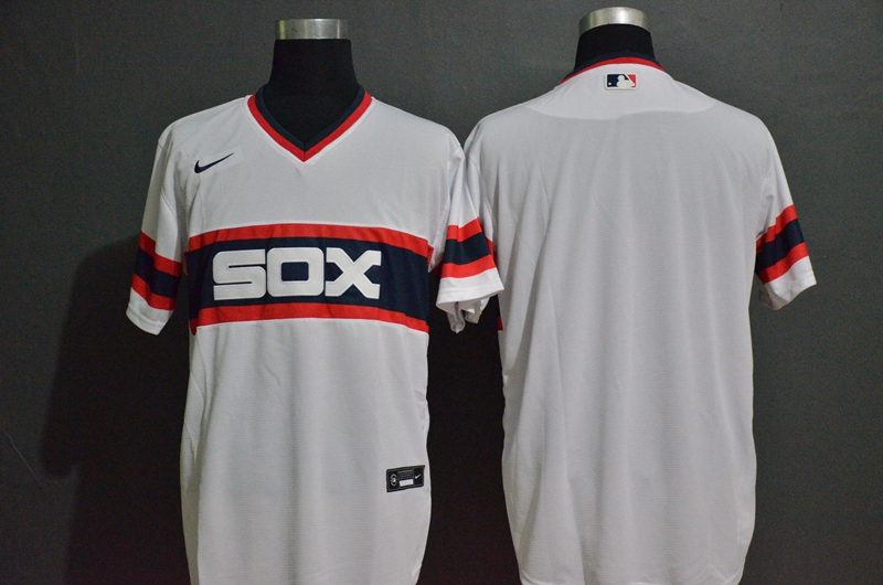 Men's Chicago White Sox Blank White Pullover Throwback Stitched MLB Nike Jersey