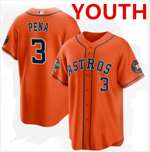 Youth Houston Astros #3 Jeremy Pe&ntilde;a Orange 2022 World Series Home Stitched Baseball Jersey