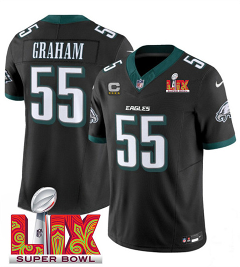 Men's Philadelphia Eagles #55 Brandon Graham Black 2025 Super Bowl LIX Patch F.U.S.E. Vapor Untouchable Limited Football Stitched Jersey