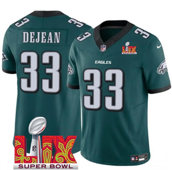Men's Philadelphia Eagles #33 Cooper DeJean Green 2025 Super Bowl LIX Patch F.U.S.E. Vapor Untouchable Limited Football Stitched Jersey
