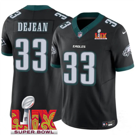 Men's Philadelphia Eagles #33 Cooper DeJean Black 2025 Super Bowl LIX Patch F.U.S.E. Vapor Untouchable Limited Football Stitched Jersey