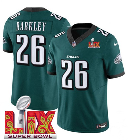 Men's Philadelphia Eagles #26 Saquon Barkley Green 2025 Super Bowl LIX Patch F.U.S.E. Vapor Untouchable Limited Football Stitched Jersey