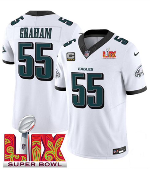 Men's Philadelphia Eagles #55 Brandon Graham White 2025 Super Bowl LIX Patch F.U.S.E. Vapor Untouchable Limited Football Stitched Jersey