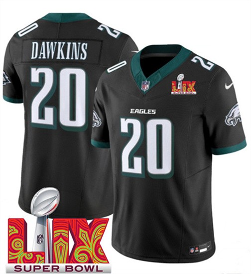 Men's Philadelphia Eagles #20 Brian Dawkins Black 2025 Super Bowl LIX Patch F.U.S.E. Vapor Untouchable Limited Football Stitched Jersey