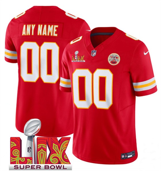 Custom Active Player Kansas City Chiefs Red F.U.S.E. 2025 Super Bowl LIX Patch Vapor Untouchable Limited Football Stitched Jersey