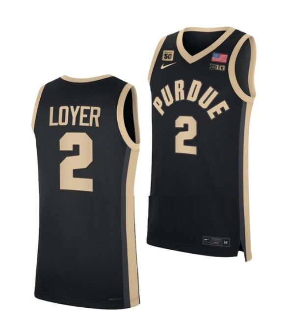 Men's #2 Fletcher Loyer Jersey Purdue Boilermakers College Basketball Jerseys Black 2022