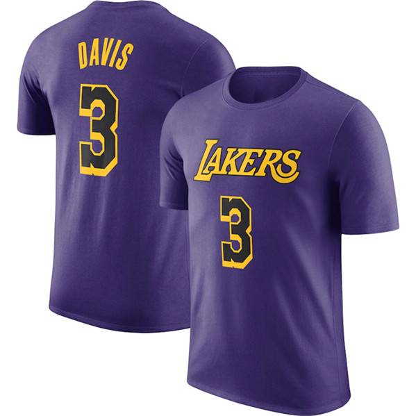 Men's Los Angeles Lakers #3 Anthony Davis Purple 2022-23 Statement Edition T-Shirt