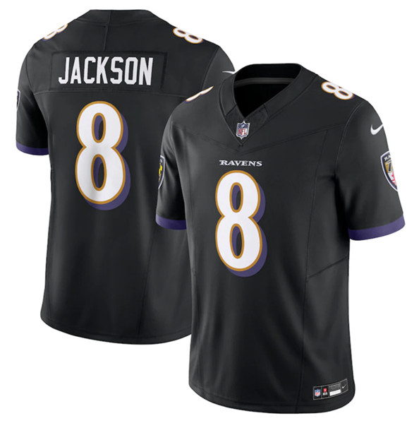 Men's Baltimore Ravens #8 Lamar Jackson Black 2023 F.U.S.E Vapor Limited Stitched Jersey