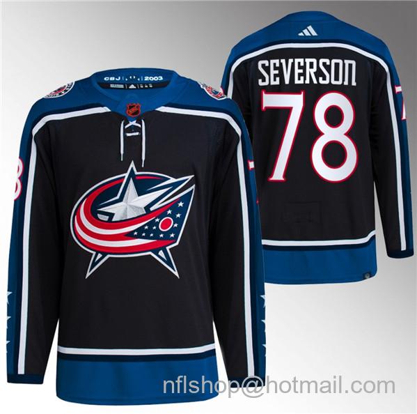 Damon Severson Men's Columbus Blue Jackets #78 2022-23 Reverse Retro Stitched Jersey - Black