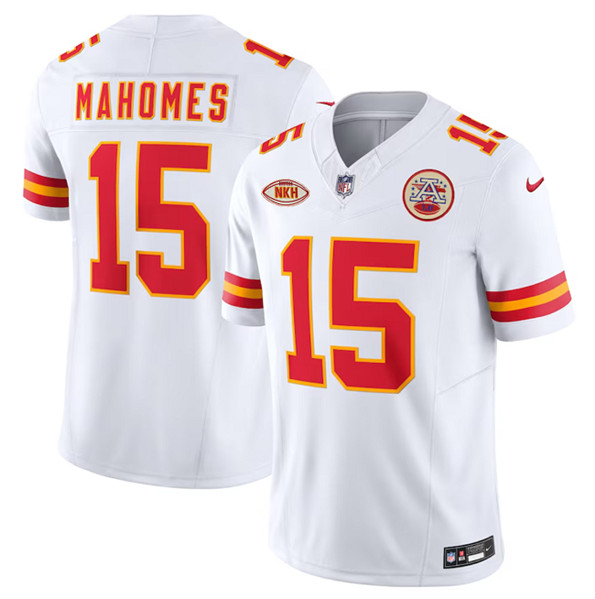 Men's Kansas City Chiefs #15 Patrick Mahomes White 2023 F.U.S.E. With NKH Patch Vapor Untouchable Limited Football Stitched Jersey