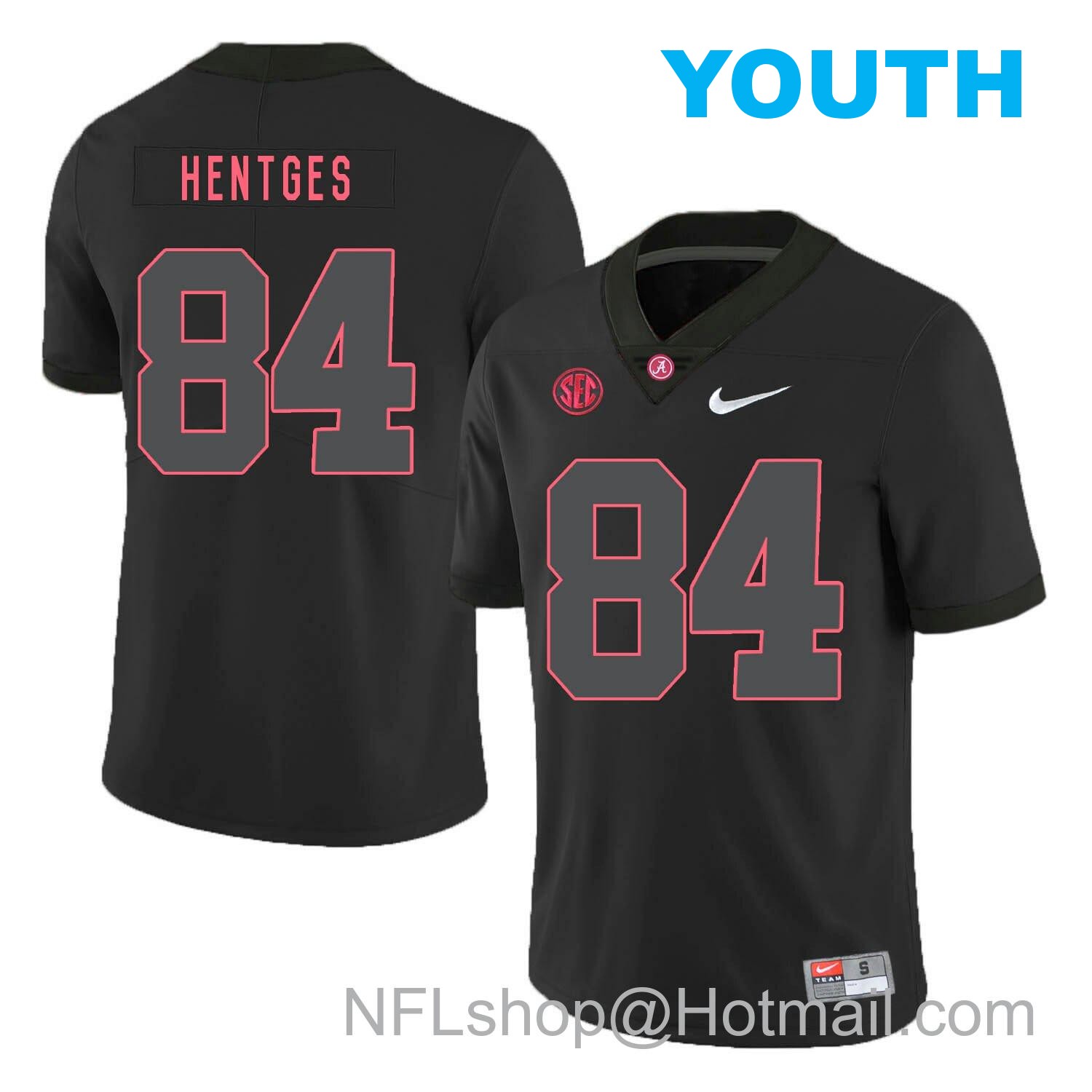 Nike Youth Alabama Crimson Tide #84 Hale Hentges College Football Jersey Black