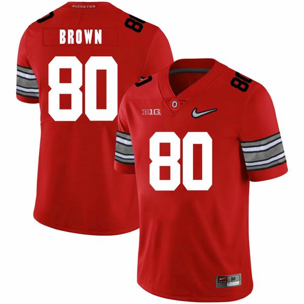 Nike Men's Ohio State Buckeyes #80 Noah Brown Football Jersey Diamond Red