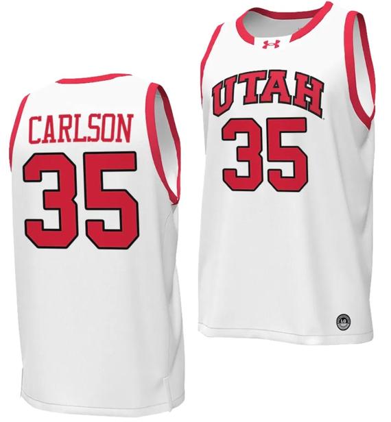 Men's Branden Carlson Jersey #35 Utah Utes College Basketball 2023-24 Replica White