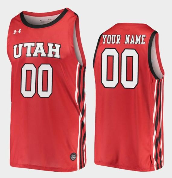 Men's Custom Utah Utes Jersey Name and Number College Basketball Red Replica