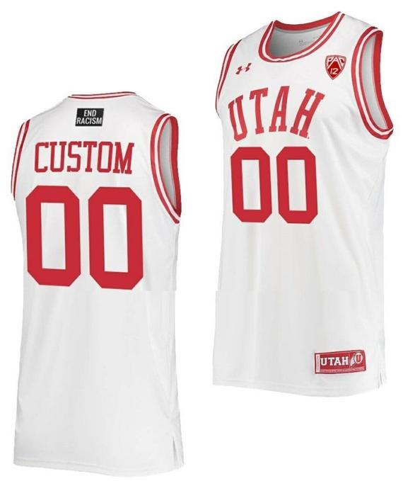 Men's Custom Utah Utes Jersey Name and Number College Basketball White Replica