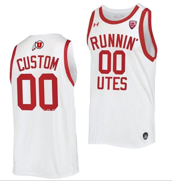Men's Custom Utah Utes Jersey Name and Number College Basketball Throwback White