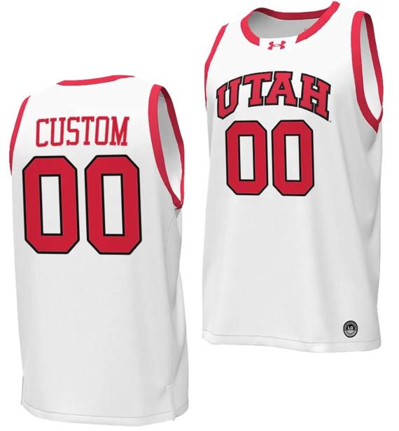 Men's Custom Utah Utes Jersey Name and Number College Basketball 2023-24 Replica White