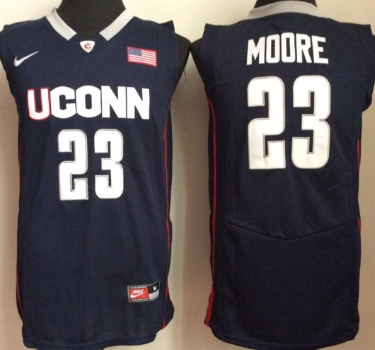 Men's Uconn Huskies #23 Maya Moore NCAA Basketball Jersey Blue