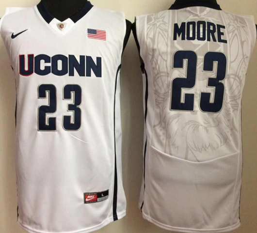 Men's Uconn Huskies #23 Maya Moore NCAA Basketball Jersey White