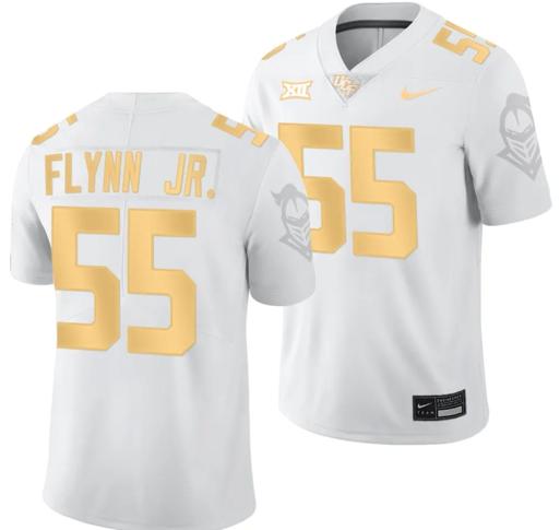 Men's Nike Waltclaire Flynn Jr Jersey #55 UCF Knights Light Mode College Football White Golden