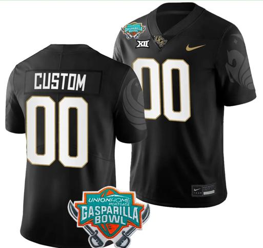 Men's Nike Custom UCF Knights Jersey Name and Number 2023 Gasparilla Bowl Patch Football Black