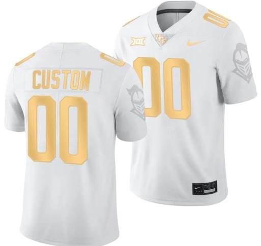 Men's Nike Custom UCF Knights Jersey Name and Number Light Mode College Football White Golden