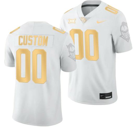 Men's Nike Custom UCF Knights Jersey Name and Number White Golden College Football 2023