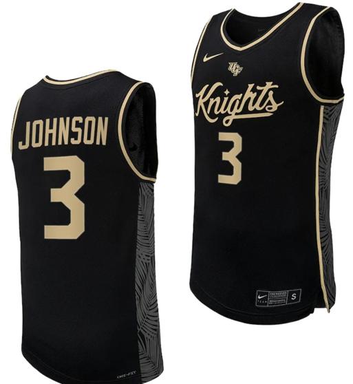Men's Nike Darius Johnson Jersey #3 UCF Knights Replica College Basketball Uniform Black