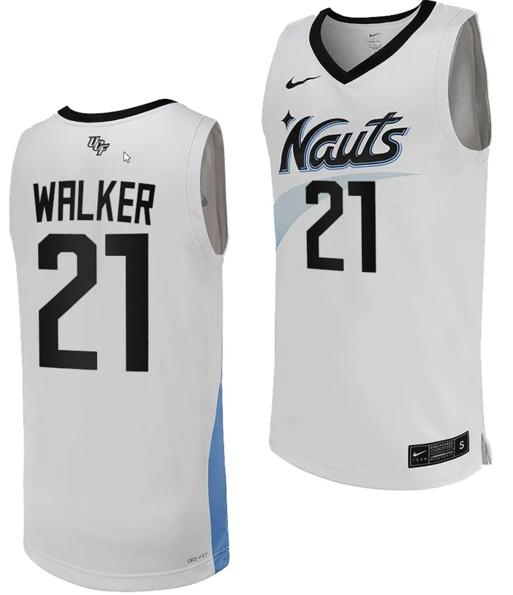 Men's Nike CJ Walker Jersey #21 UCF Knights Replica College Basketball White Uniform