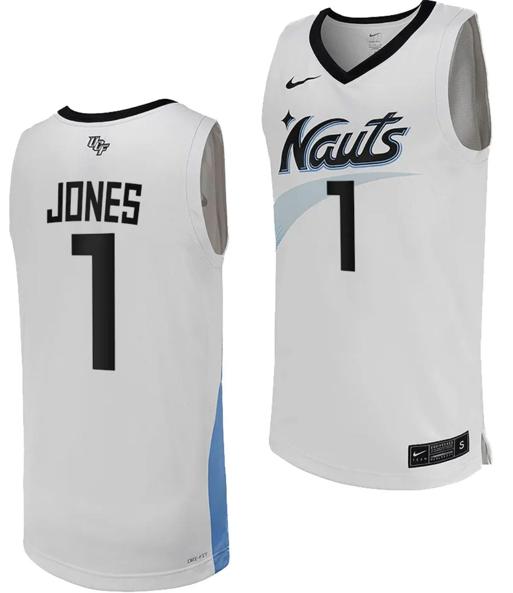 Men's Nike Antwann Jones Jersey #1 UCF Knights Replica College Basketball White Uniform