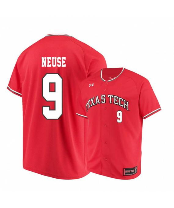 Men's Texas Tech Red Raiders 9 Dylan Neuse Red College Baseball Jersey