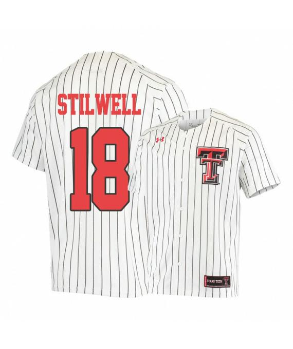 Men's Texas Tech Red Raiders 18 Cole Stilwell White College Baseball Jersey